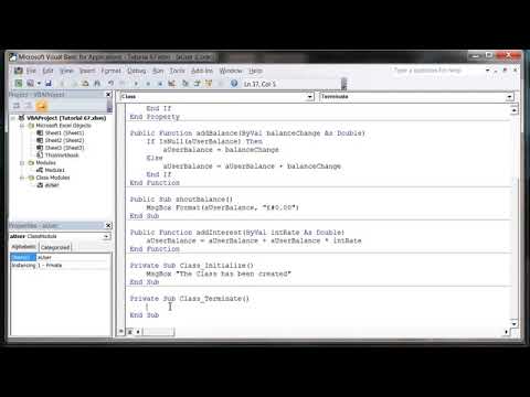 Excel 2010 VBA Tutorial 68   Class Modules   Initialize and Terminate
