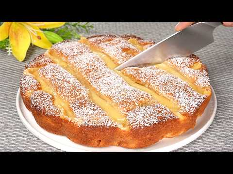 Ein Apfelkuchen mit Creme, der in Ihrem Mund schmilzt! Einfach und lecker