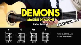 Demons - Imagine Dragons | Easy Guitar Chords Tutorial For Beginners (CHORDS &amp; LYRICS) #guitarlesson