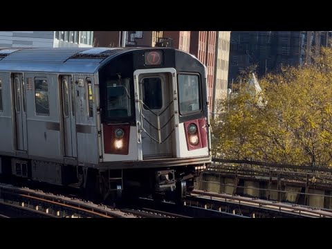 R188 7 Trains at 46 St - Bliss St (with 2007 Announcements)