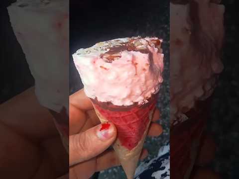 Strawberry Chocolate & Vanilla flavour Ice Cream 🍓🍧🍫 Icecream Tricone, Two In One #shorts #icecream