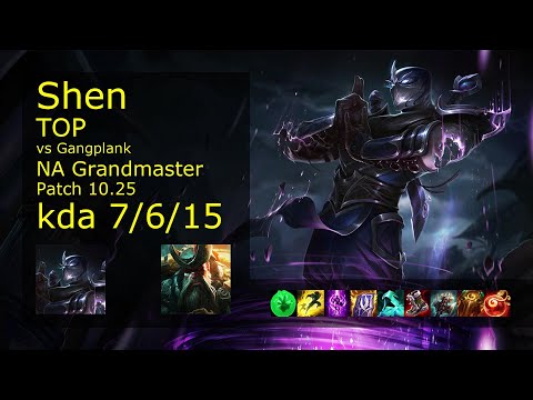 Shen Top vs Gangplank - NA Grandmaster 7/6/15 Patch 10.25 Gameplay