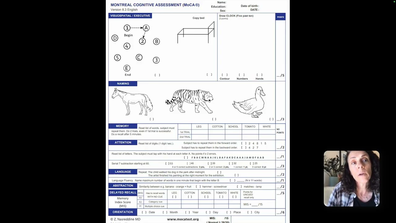 Cognitive Decline MoCA test