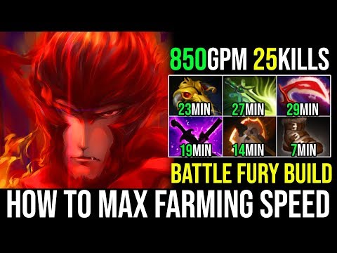Battle Fury [Monkey King] How to Max Farming Speed With Empower Combo 850GPM 25Kills Dota 2 FullGame