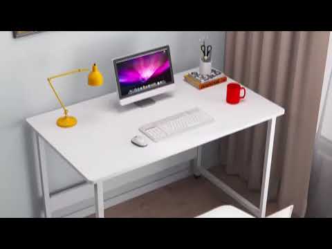 Modern beige wooden desktop computer table, warranty: 6 mont...