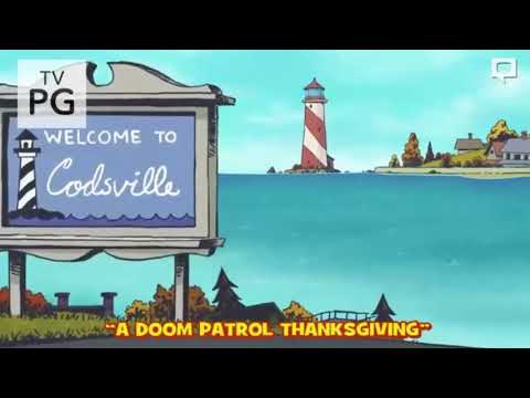 Teen titans go a doom patrol thanksgiving title card