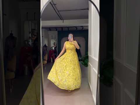 Pista Floral Printed Weightless Marbal Long Dress with 3.40 Meter Flair, Silk Lining & Drawstring Zip Closure – Fully Stitched Casual & Party Wear