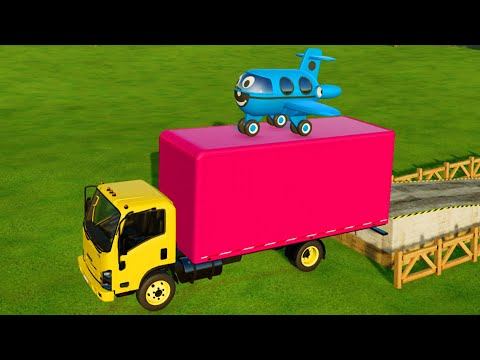 TRANSPORTING LOADING PLANES ON RIGITRAC TRACTORS WITH COLORED TRUCKS - Farming Simulator 22