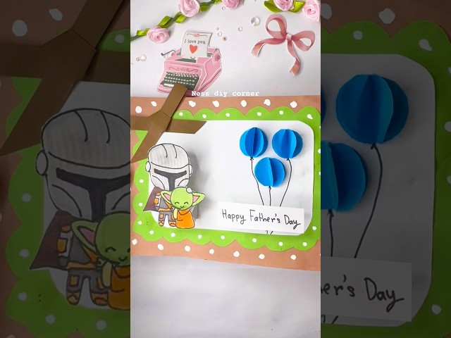 Vídeo relacionado con Hallmark Star Wars: The Mandalorian, tarjeta 3D y desplegable para cualquier ocasión, Grogu y cápsula espacial, cumpleaños, día del padre, hijo, papá, sobrino, tema espacial, cobre