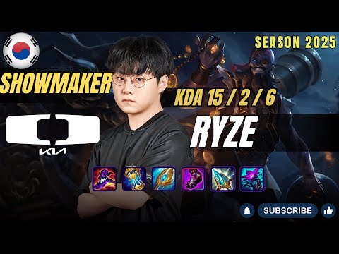 DK ShowMaker RYZE vs ORIANNA Mid - Patch 25.24 KR Ranked | lolrec