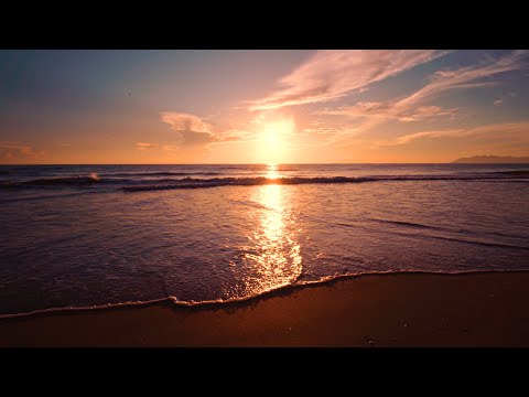 Post Sunset Glow on the Beach 4K | White Noise ASMR, 3 Hours