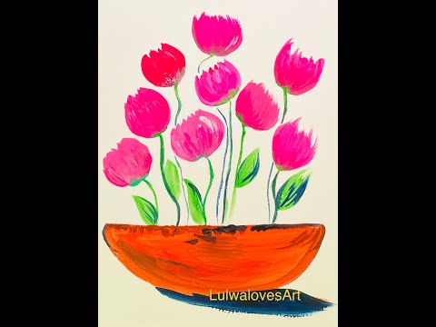 Flowers Pot with Gouache   LulwalovesArt