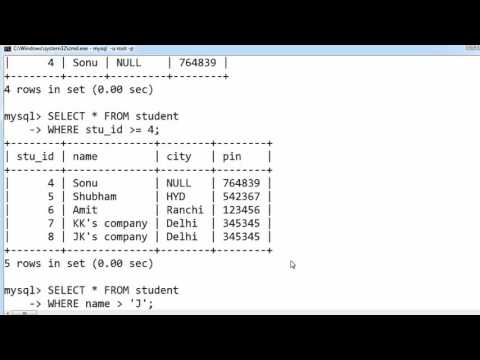 25 WHERE Clause and Greater than less than in SQL Hindi