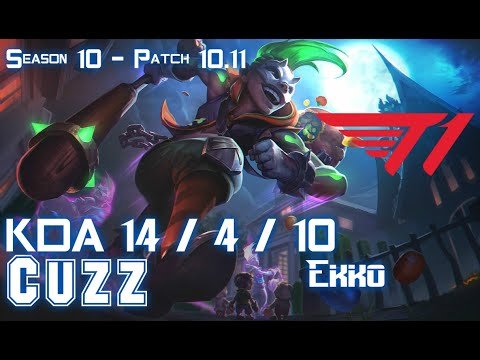 T1 Cuzz EKKO vs LEE SIN Jungle - Patch 10.11 KR Ranked