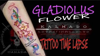 Gladiolus Flower...(Memorial Tattoo)Tattoo Time Lapse