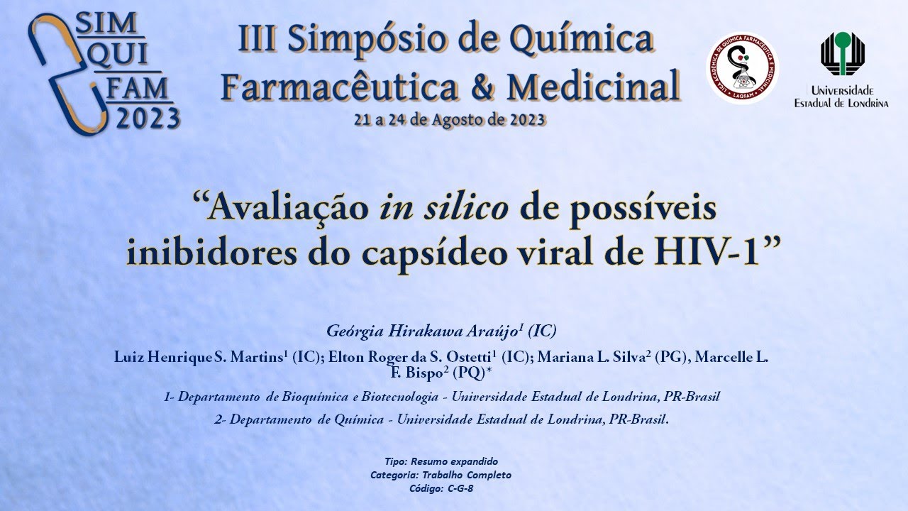 C-G-8: Avaliação in silico de possíveis inibidores do capsídeo viral de HIV-1