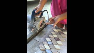 Using a wet saw for cutting tile