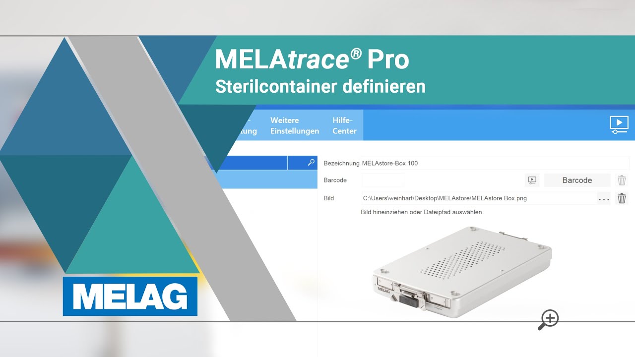 MELAtrace Pro Sterilcontainer definieren