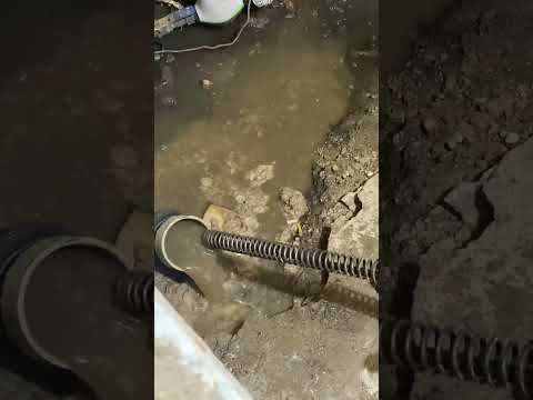 Cutting tree roots out of a backed up sewer line. #HandsomeOrHandy  #Handyman #Plumbing