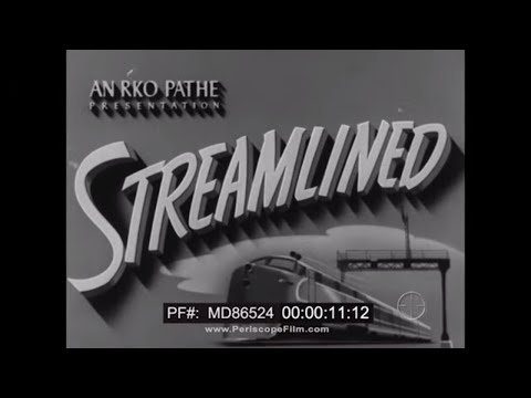 " STREAMLINED "   1940s SILVER STREAK ZEPHYR STREAMLINE MODERNE RAILROAD TRAIN PROMO FILM MD86524