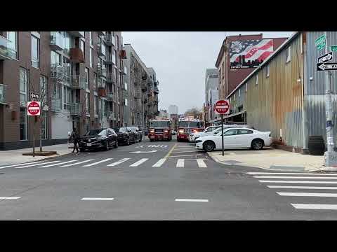 FDNY ENGINE 229 RESPONDING FROM QUARTERS ON RICHARDSON STREET IN GREENPOINT, BROOKLYN, NEW YORK CITY