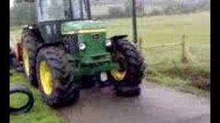 preview picture of video 'John Deere 2850 tractor crash through tyres (tires, US)'