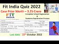 How To Register In Fit India 2022 Online Quizफिट इंडिया Kasie Karee School Registr