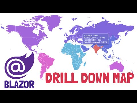 Blazor Global Map Graph from Live API Calling Data | Drill Down to Countries | ChartJS