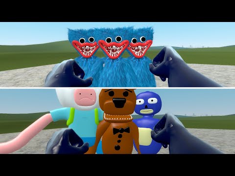 MEGA PUNCH ALL COLORED HUGGY WUGGY POPPY PLAYTIME 2 & All 3D SANIC CLONES in Garry's Mod!