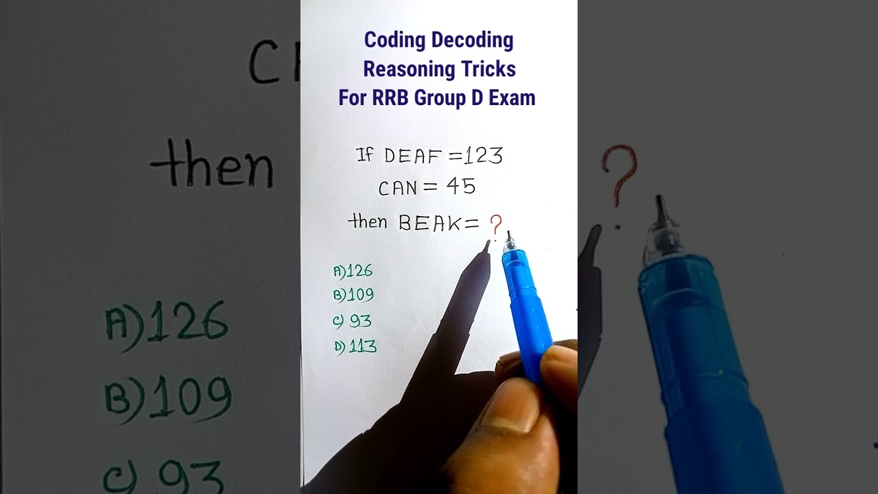 Coding Decoding Reasoning Tricks in Hindi| Coding Decoding for RRB Group D Exam| #shorts