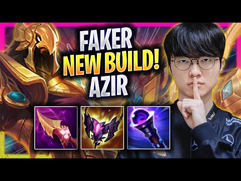 T1 FAKER TRIES NEW AZIR BUILD! - T1 Faker Plays Azir MID vs Aurora!