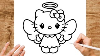 How to Draw Angel Hello Kitty - Cute Kawaii Drawing | Easy Step by Step Tutorial
