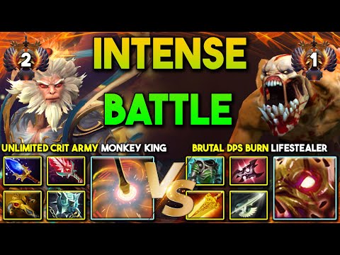 INTENSE TOP RANK BATTLE | Unlimited Crit Soldier Monkey King Vs. Brutal DPS Burn Lifestealer DotA 2