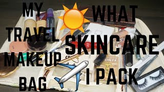 WHAT'S IN MY TRAVEL MAKEUP + SKINCARE BAG   2019