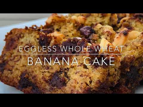 Eggless Whole Wheat Banana Cake | No Sugar Added | Banana Walnut Cake