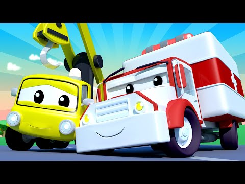 Amber the Ambulance -  Baby Charlie The Crane Ate an Unripe Strawberry! - Car City ! Trucks Cartoons