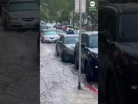 Main water break causes flooding in West Hollywood, California