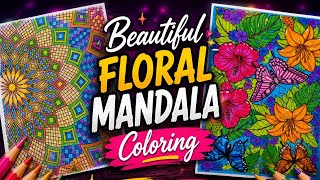 Beautiful Floral Mandala Coloring Page 🌸 | Relaxing Adult Coloring | Stress Relief Art