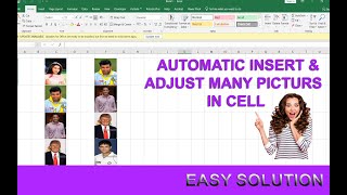 How to insert multiple pictures and adjust at once in Excel