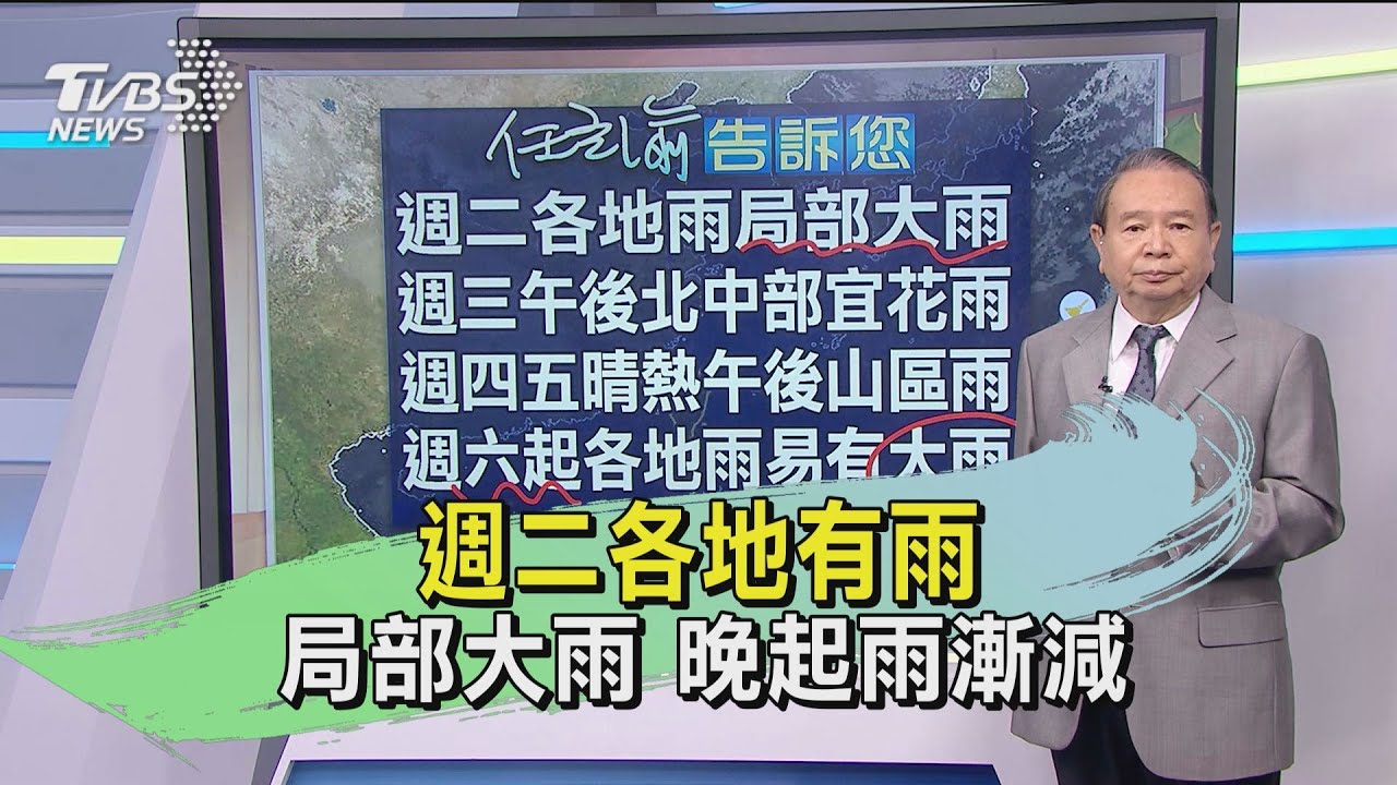 週二各地有雨 局部大雨、晚起雨漸減