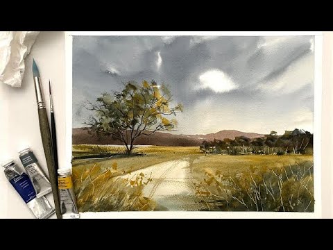 Paint A Loose STORMY SKY & MOUNTAINS Watercolor Landscape Painting, Lois' Watercolour Tutorial Demo