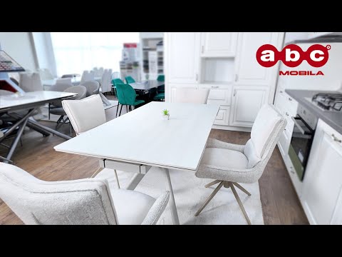 Set Masă Living Extensibilă Bej DTM0107 cu 6 Scaune DCM0607CS Bej 1