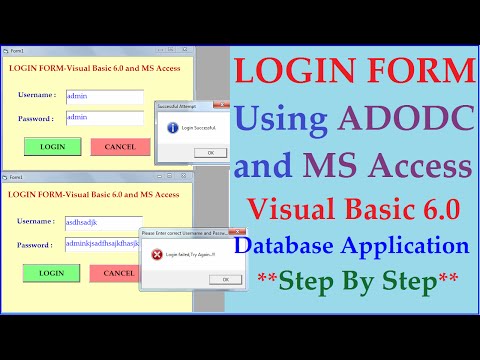 Login Form using Visual Basics 6.0 Adodc and Ms Access Database- Step by Step Tutorial