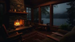 Cozy Cabin with Rain and Fireplace Sounds | Relaxing Sounds Deep in The Forest