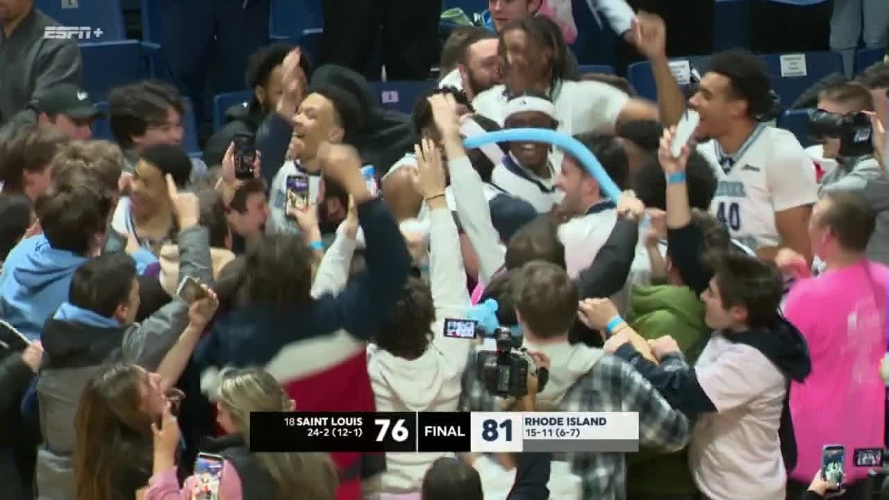 RHODE ISLAND FANS STORM COURT AFTER FIRST RANKED WIN SINCE 2017 | ESPN College Basketball