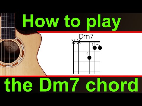 How to play Dm7 on guitar.  The D minor 7 or D min 7 chord guitar lesson