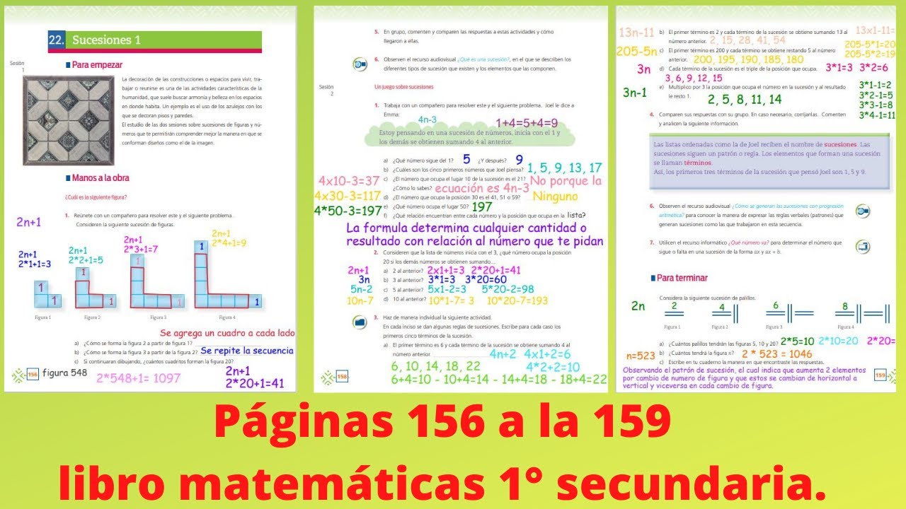 Páginas 156 a la 159 libro de matemáticas 1° secundaria