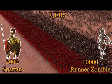 10000 Runner Zombie vs 2000 Spartan | Ultimate Epic Battle Simulator |