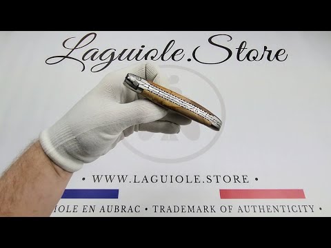 Laguiole Knife with Double Chiseled Plates and Olivewood Handle