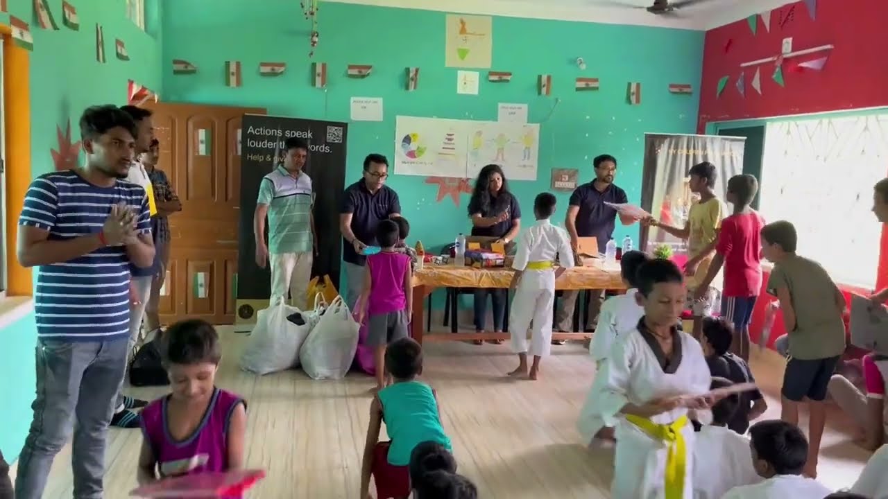 Clothes distribution to boys.
